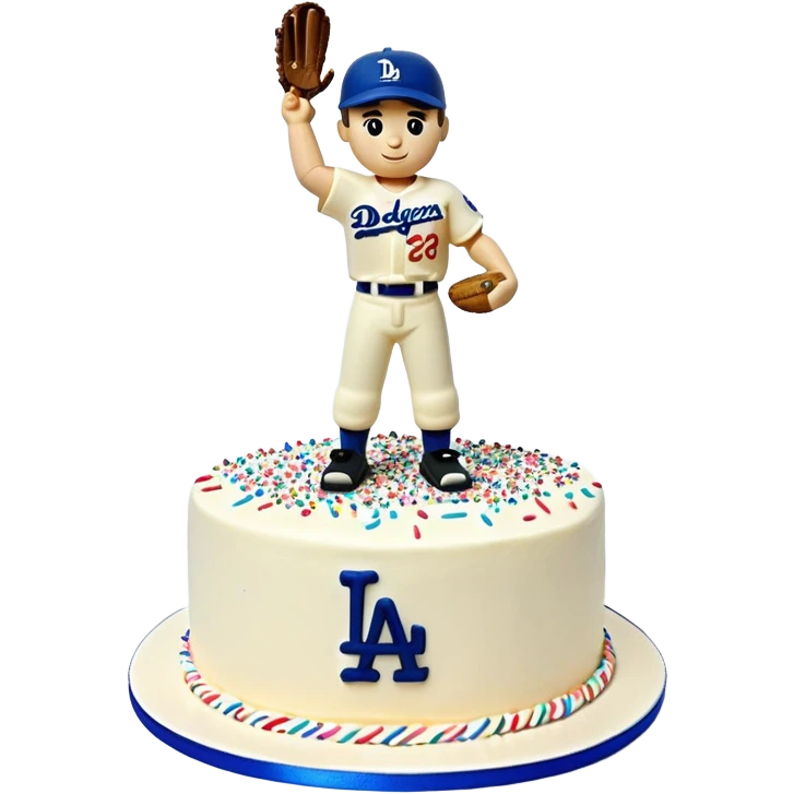 Dodgers baseball player on a birthday cake emoji