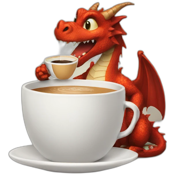 Dragon drinking coffee emoji
