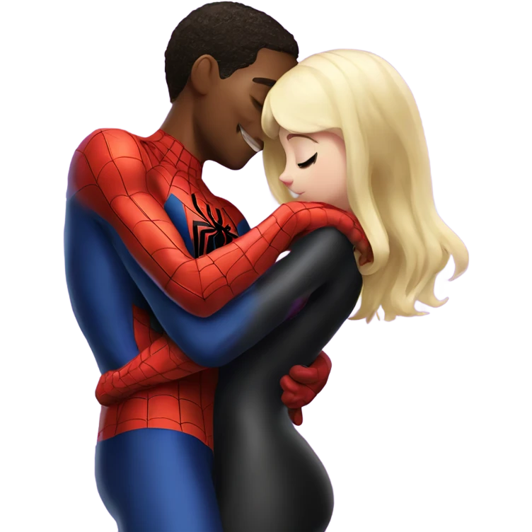 miles morales Spiderman hugging Gwen Stacy’s Spider-Man  emoji