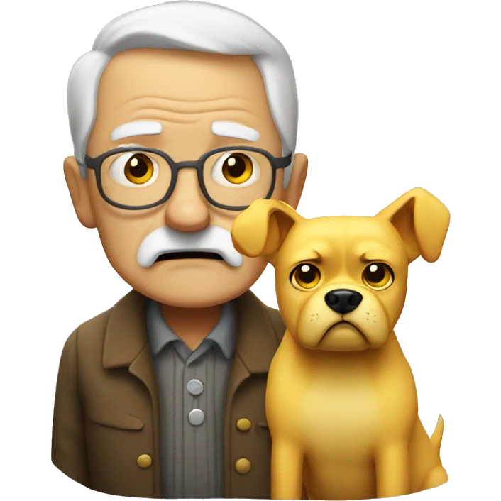 Grumpy Grandpa with a grumpy yellow dog emoji