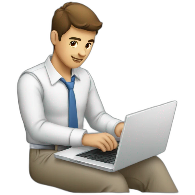 hombre joven trabajando en su laptop emoji