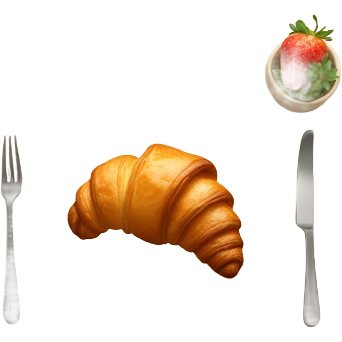there is a croissant with strawberries in a beige plate emoji