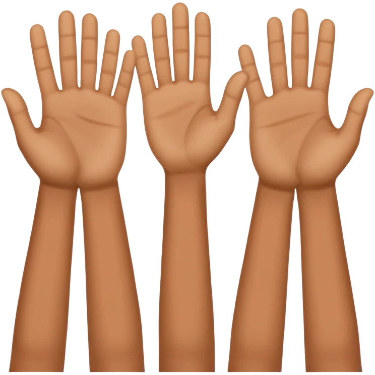 Three different hands holding up a 2, a 3, and then a 0 emoji