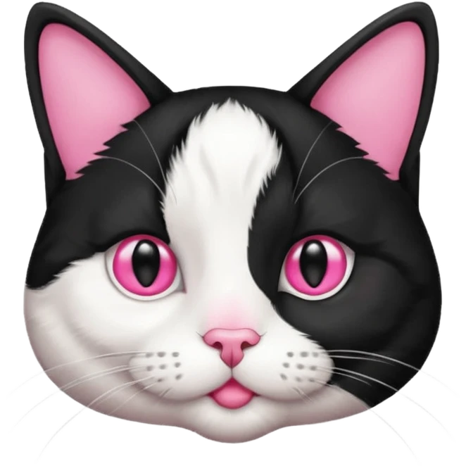 A tuxedo cat, not wearing tuxedo, top half body, a black mark near his mouth under the nose emoji