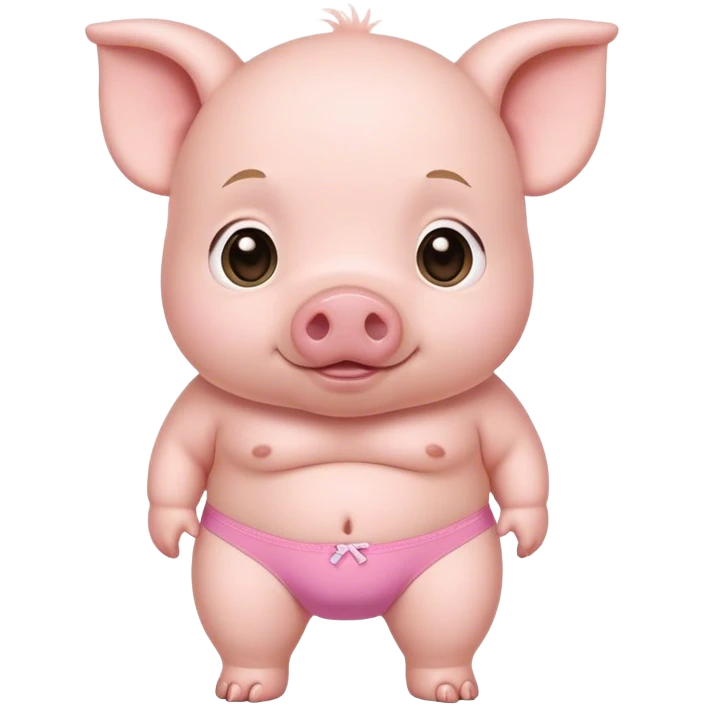 Сute baby pig, heavy large chest, in small pink underwear   emoji