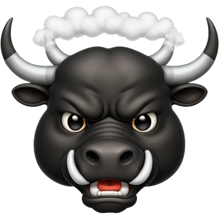 Emoji of an angry black powerful bull with steam coming out of its nose emoji