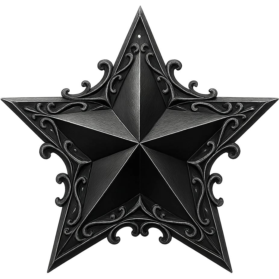 goth black white star 3d  , remove background  emoji