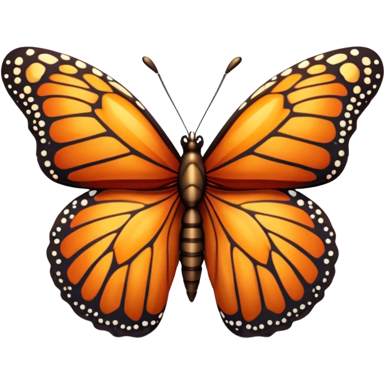 Cinematic Realistic Cute monarch Butterfly Portrait Emoji, Head tilted playfully and inquisitively, featuring vibrantly patterned ruby wings with intricate detailing and a charming, petite body with round, sparkling eyes full of warm curiosity, rendered with lifelike precision and natural highlights, high shine, affectionate and spirited, styled with a touch of whimsical garden delight, soft glowing outline, capturing the essence of a mischievous yet lovable monarch butterfly that seems poised to flutter playfully into your arms! emoji
