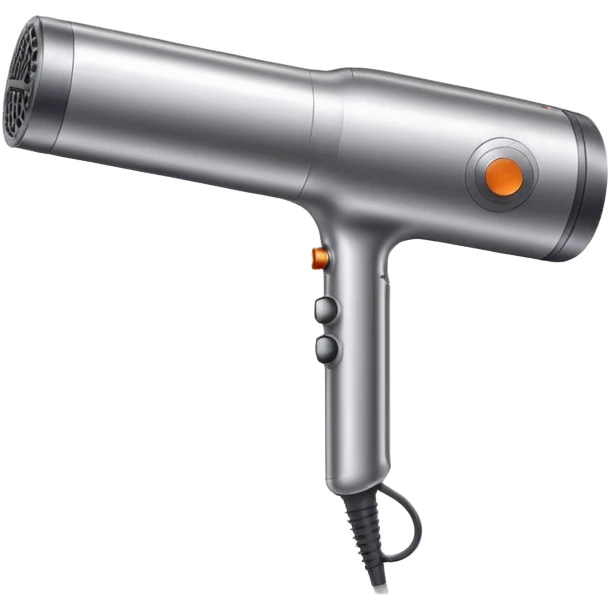 hair dryer resembling Dyson multistyler, cylindrical shape, metallic finish emoji