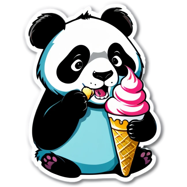 Panda eating ice cream emoji