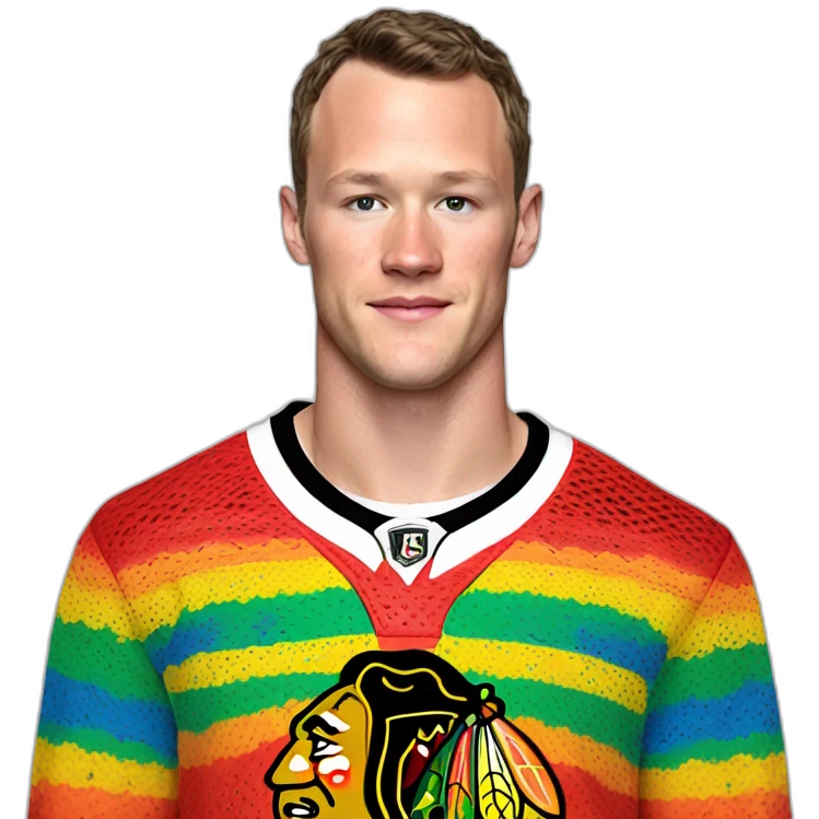 Jonathan Toews wearing rainbow lace shirt emoji