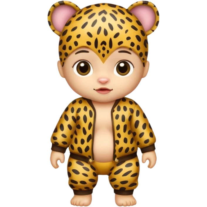 human baby with leopard patterned clothes emoji