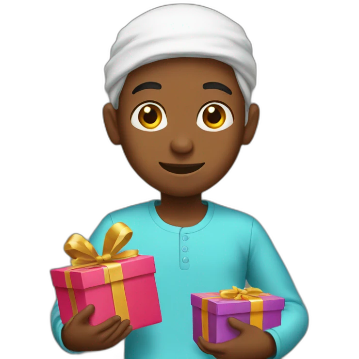 muslim boy opening gift emoji