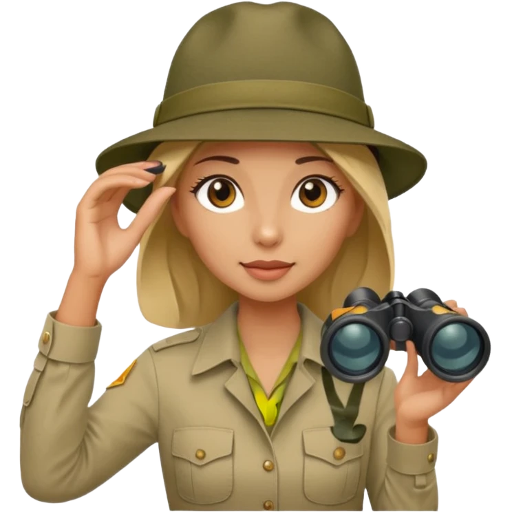 Woman + binoculars,Jungle Explorers. emoji