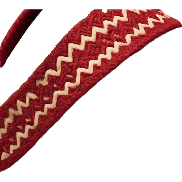 Camel color platform slip-on UGG slippers. thin red woven zig-zag trim line detail on the cuff emoji