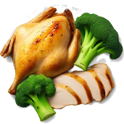 Roasted chicken breast and broccoli on a plate emoji