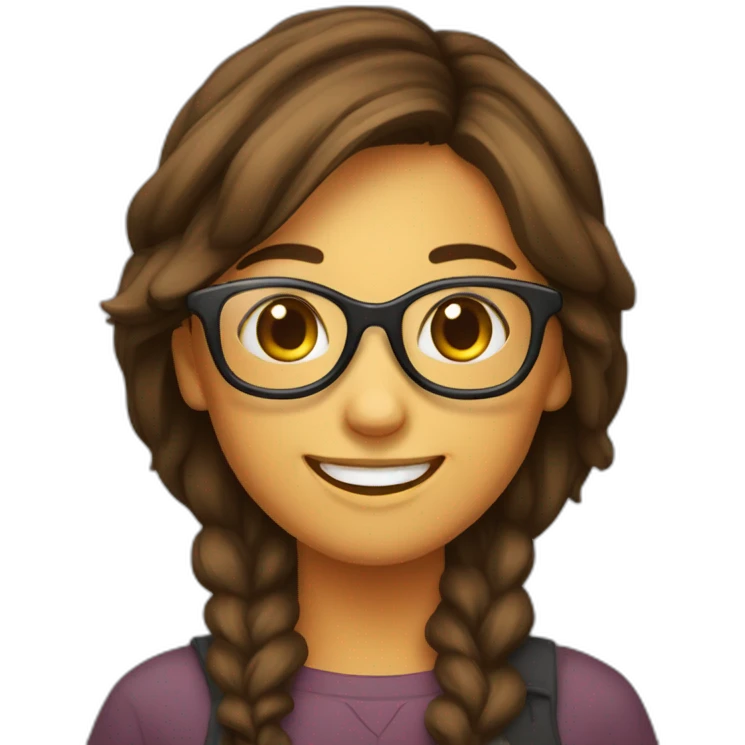 Fille lunettes brune sourire emoji