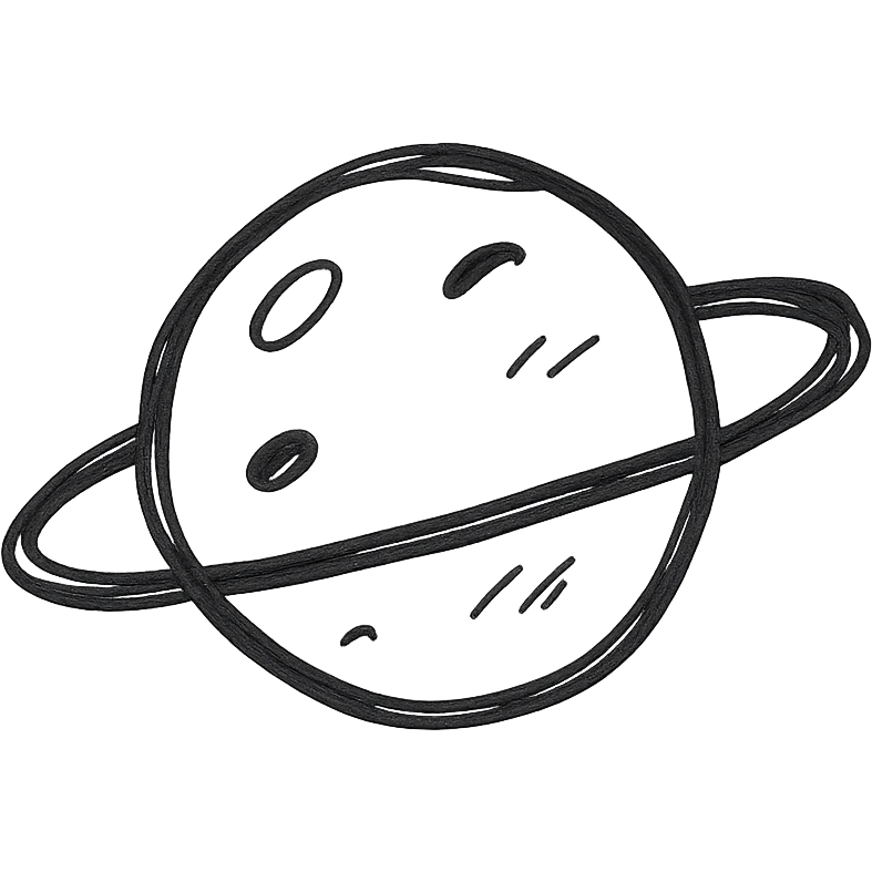 hand drawn planet, clean silhouette, black emoji