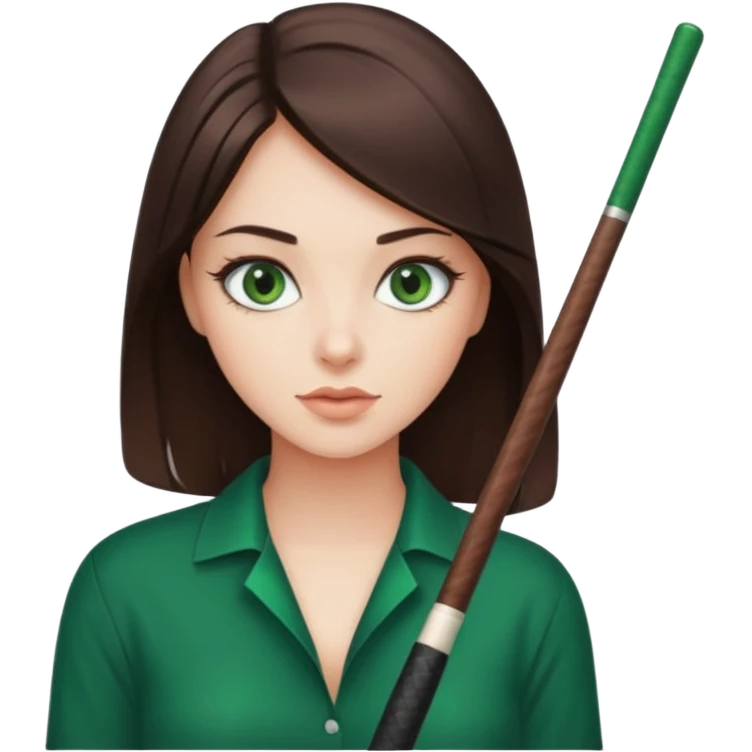 Beautiful brunette with pool cue emoji