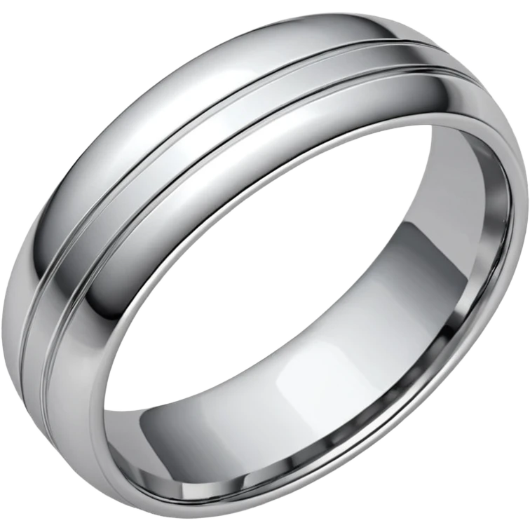Silver men wedding ring with 2 lines emoji