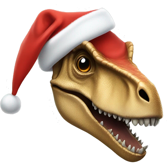 T. rex with a Santa hat emoji