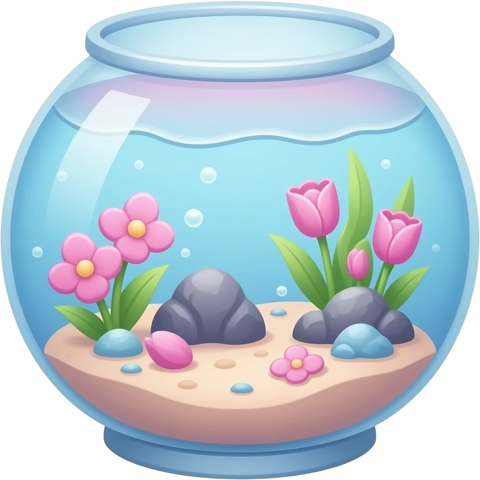 soft pink blue mini aquarium , transparent background inspired by barbie colour pallete emoji