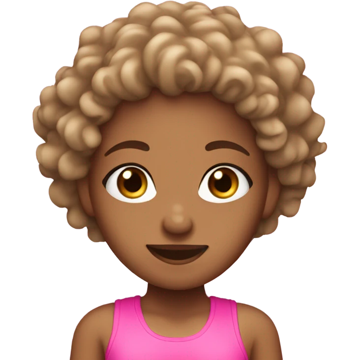 Tan girl with curly hair in pink gym wear  emoji