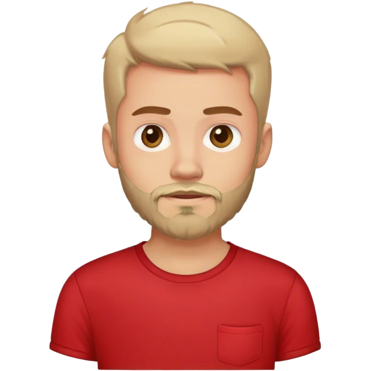 casual boy in red shirt. Abit mire beard emoji