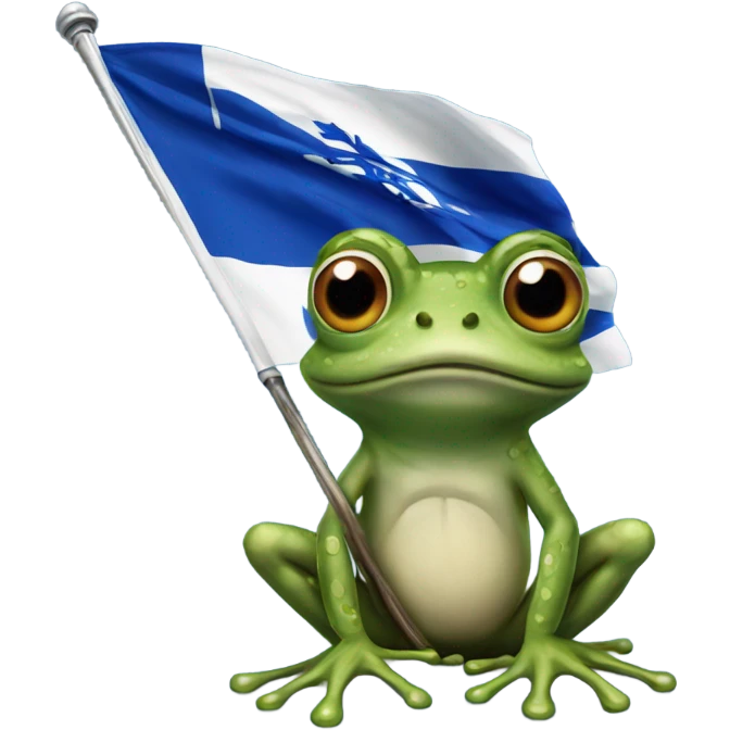 Frog with Quebec flag emoji