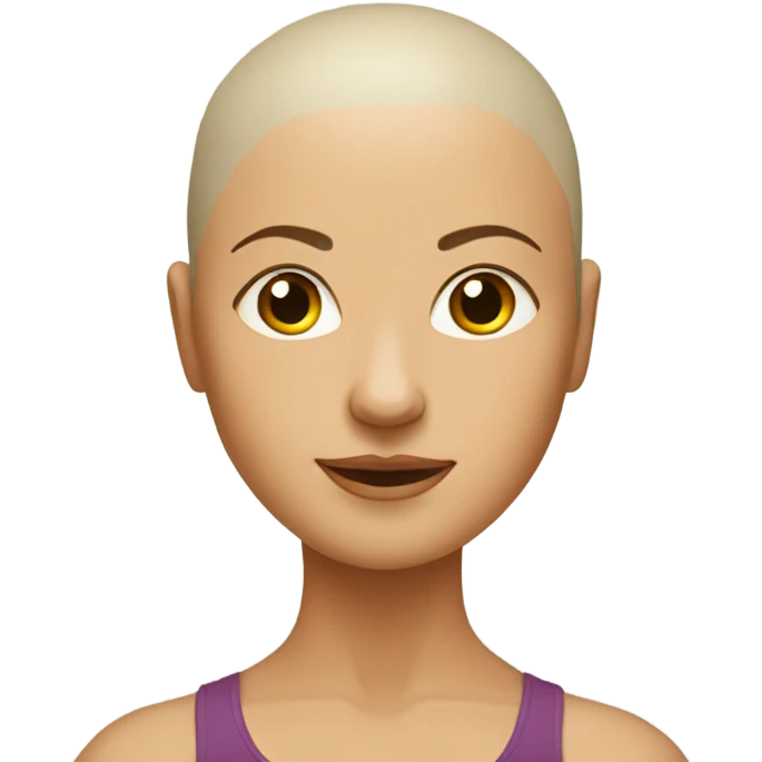 The image of a woman with a shaved head doing yoga emoji