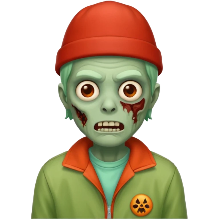 zombie in red hats orange jacket emoji