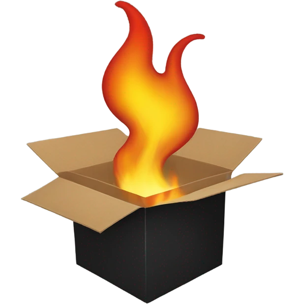 black carboard box with fire in it emoji