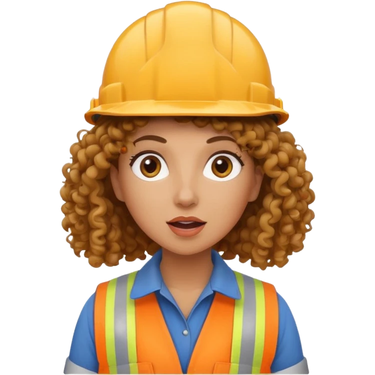 surprised construction worker curly haired woman  emoji