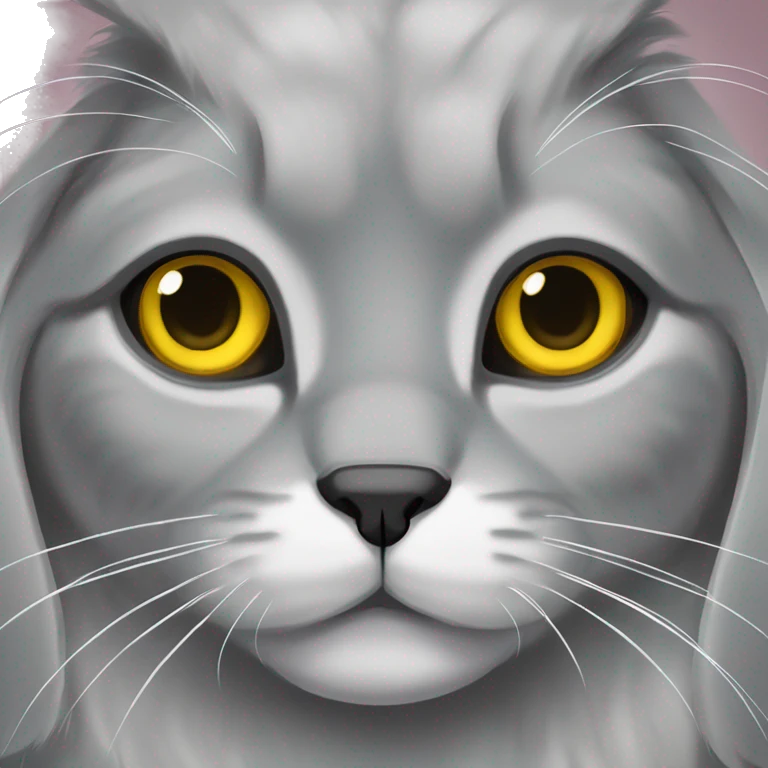 grey lop-eared cat with yellow eyes of the British breed emoji