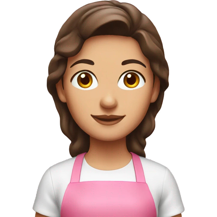 Brunette baker w pink apron emoji