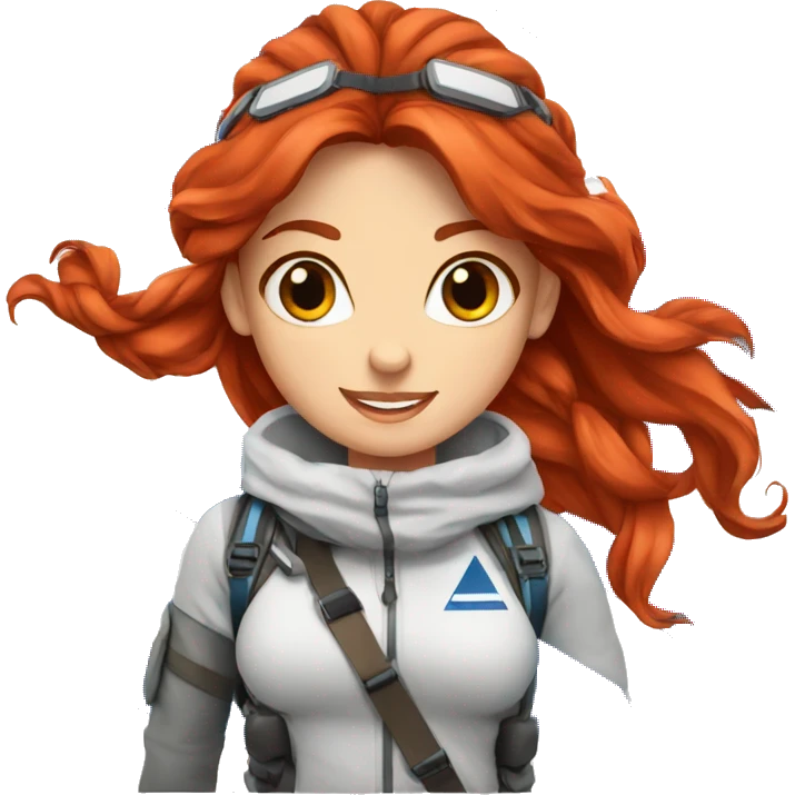 a red hair female on everest greek flag emoji