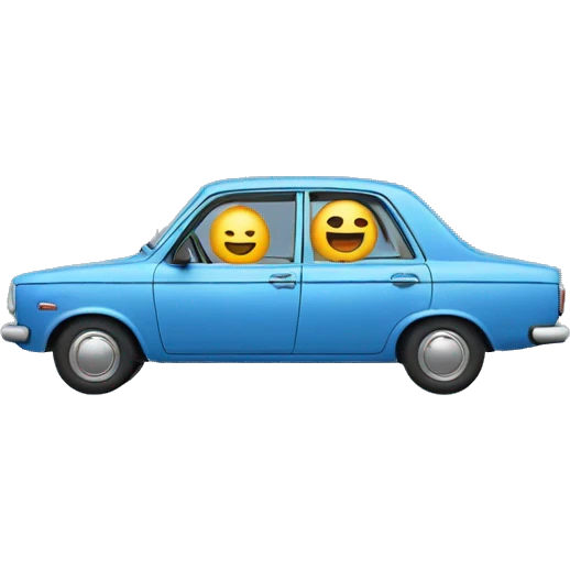 Blue car with an couple emoji