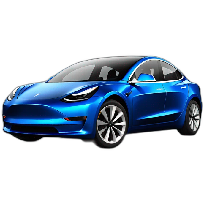 Tesla model 3 bleu emoji