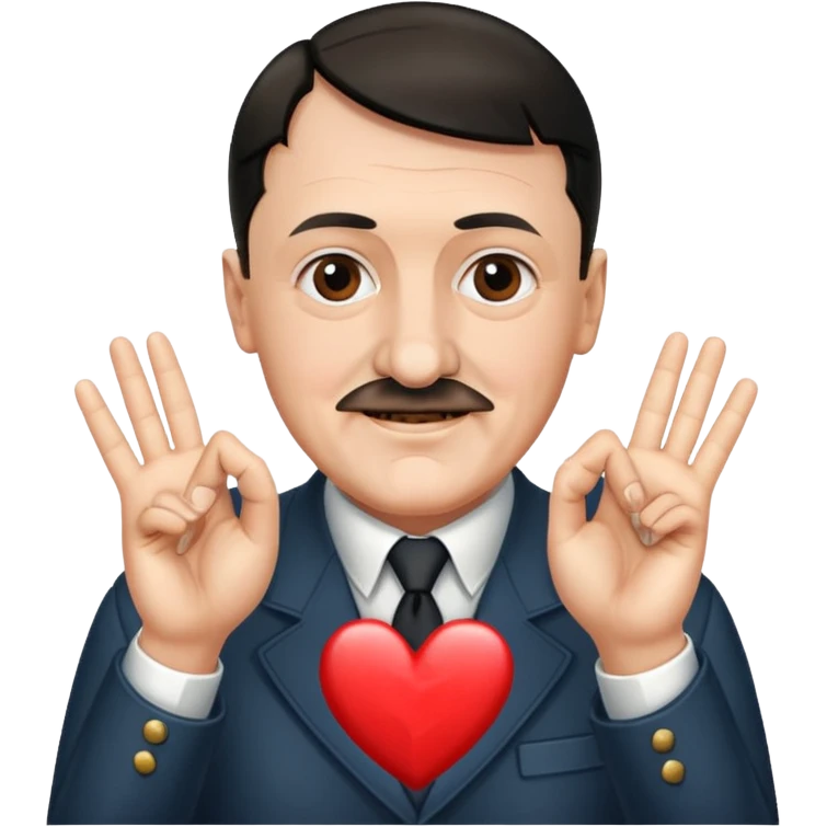 Adolf hitler making heart with fingers emoji