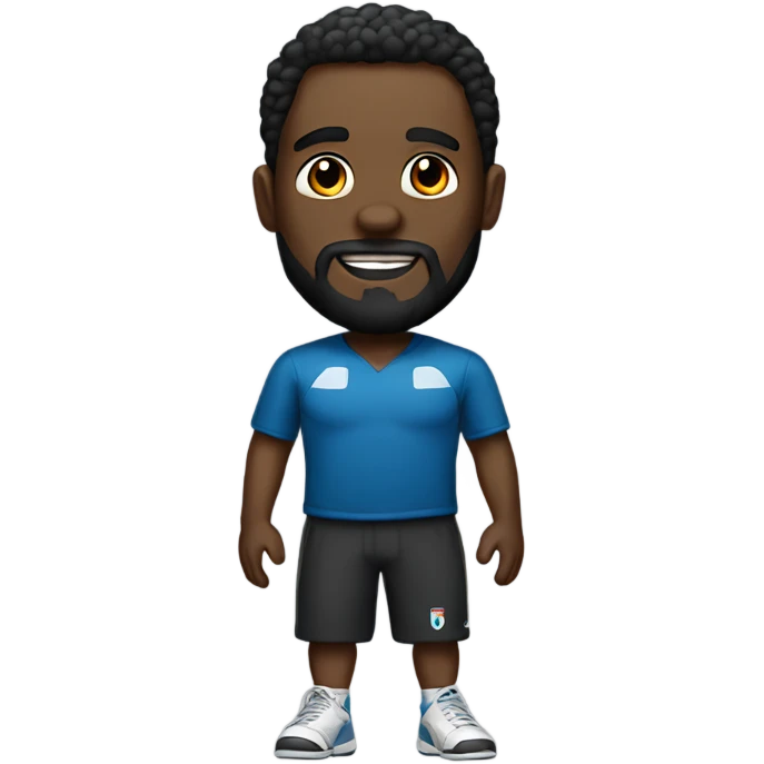 dark-skinned, man, 37 years old, full length, a little beard, wearing sports  emoji