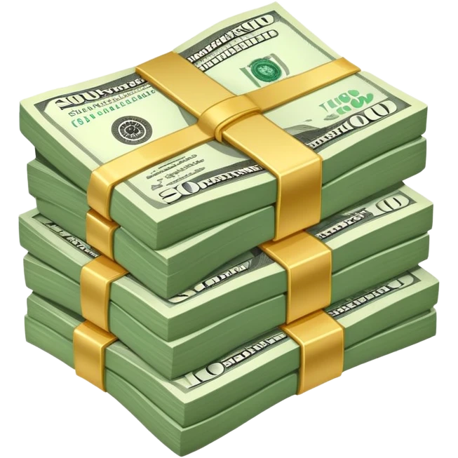 stack of cash money, dollar bills emoji