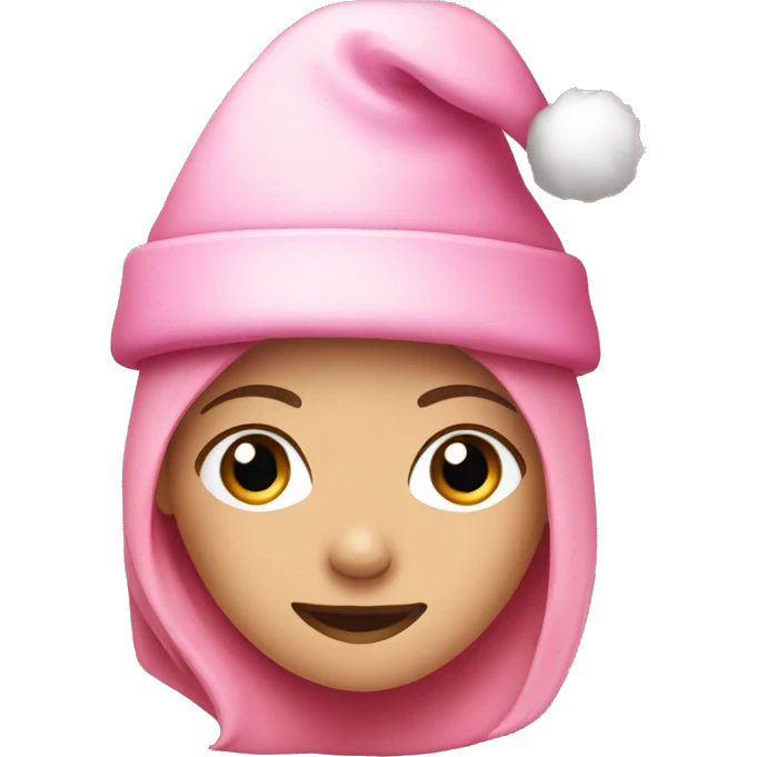 Pink Christmas hat on girl emoji