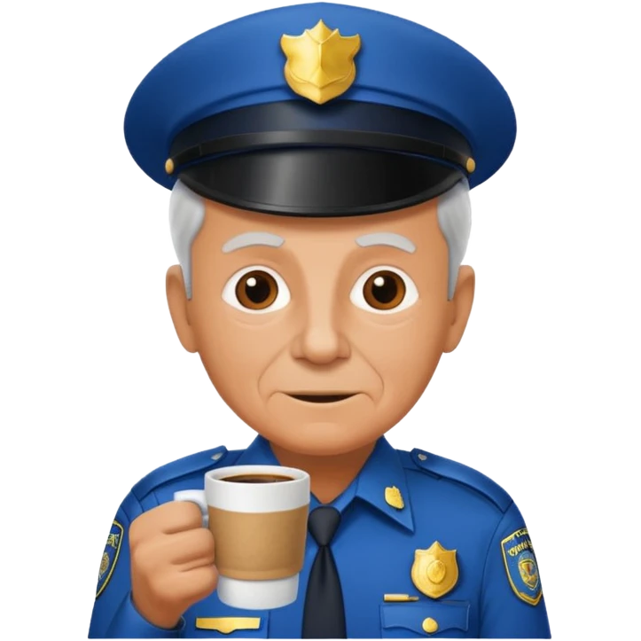 polition officer elderly with coffee emoji