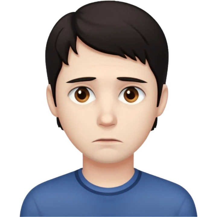 Sad man dark hair emoji