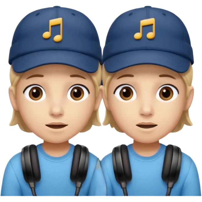 Make me a twin writing a cap while listening to a song emoji