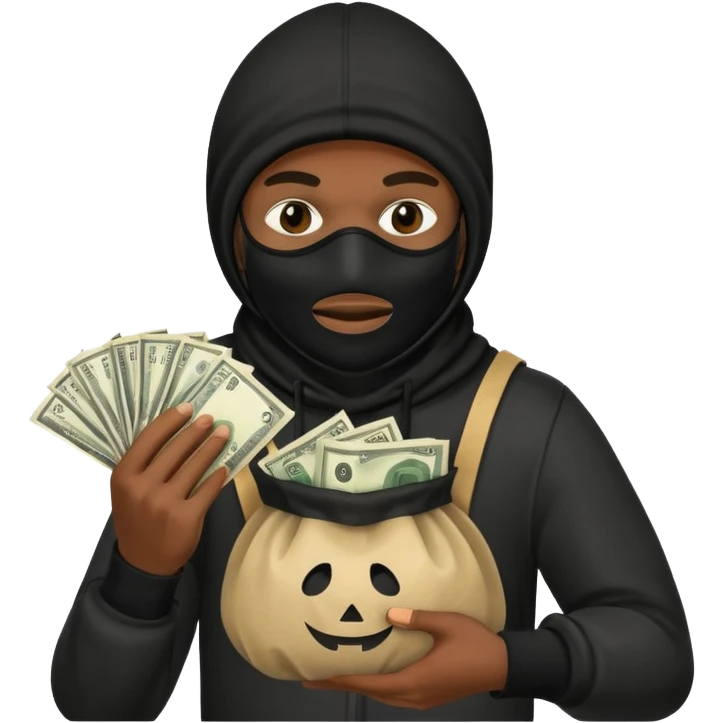 A black robber holding money bags emoji