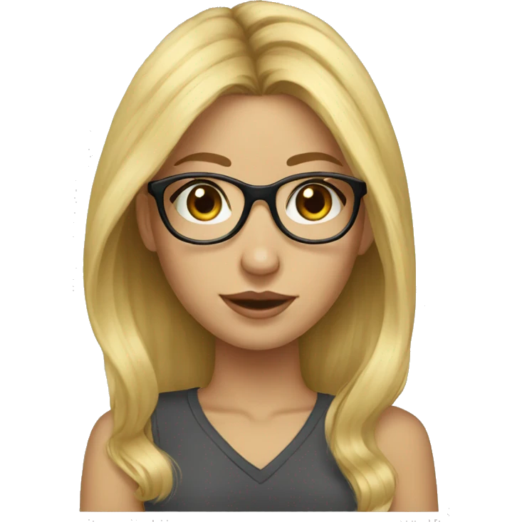 girl blonde hair with glasses painting emoji