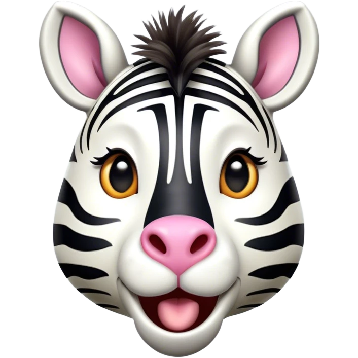 Cinematic Comical Zebra Portrait Emoji, Head tilted dramatically with an exaggeratedly amused expression, featuring a striking, glossy striped Fur with bold contrasts and wide, expressive eyes filled with playful disbelief, Simplified yet hilariously expressive features, highly detailed, glowing with a slightly sassy glow, high shine, dramatic yet playful, stylized with an air of cheeky savannah mischief, bright and endearing, soft glowing outline, capturing the essence of a spirited and over-the-top zebra, so meme-worthy it feels like it could prance its way into internet fame instantly! emoji