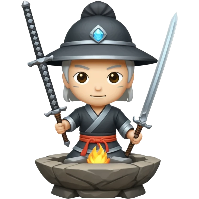 A Japanese stone forge with a sword emoji