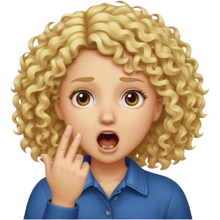 Emoji di ragazza bionda riccia che urla ma non è spaventata e mette una mano in faccia emoji